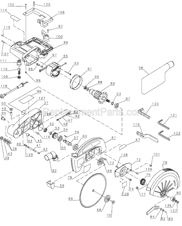 Page B Diagram and Parts List for Type 1 Black and Decker